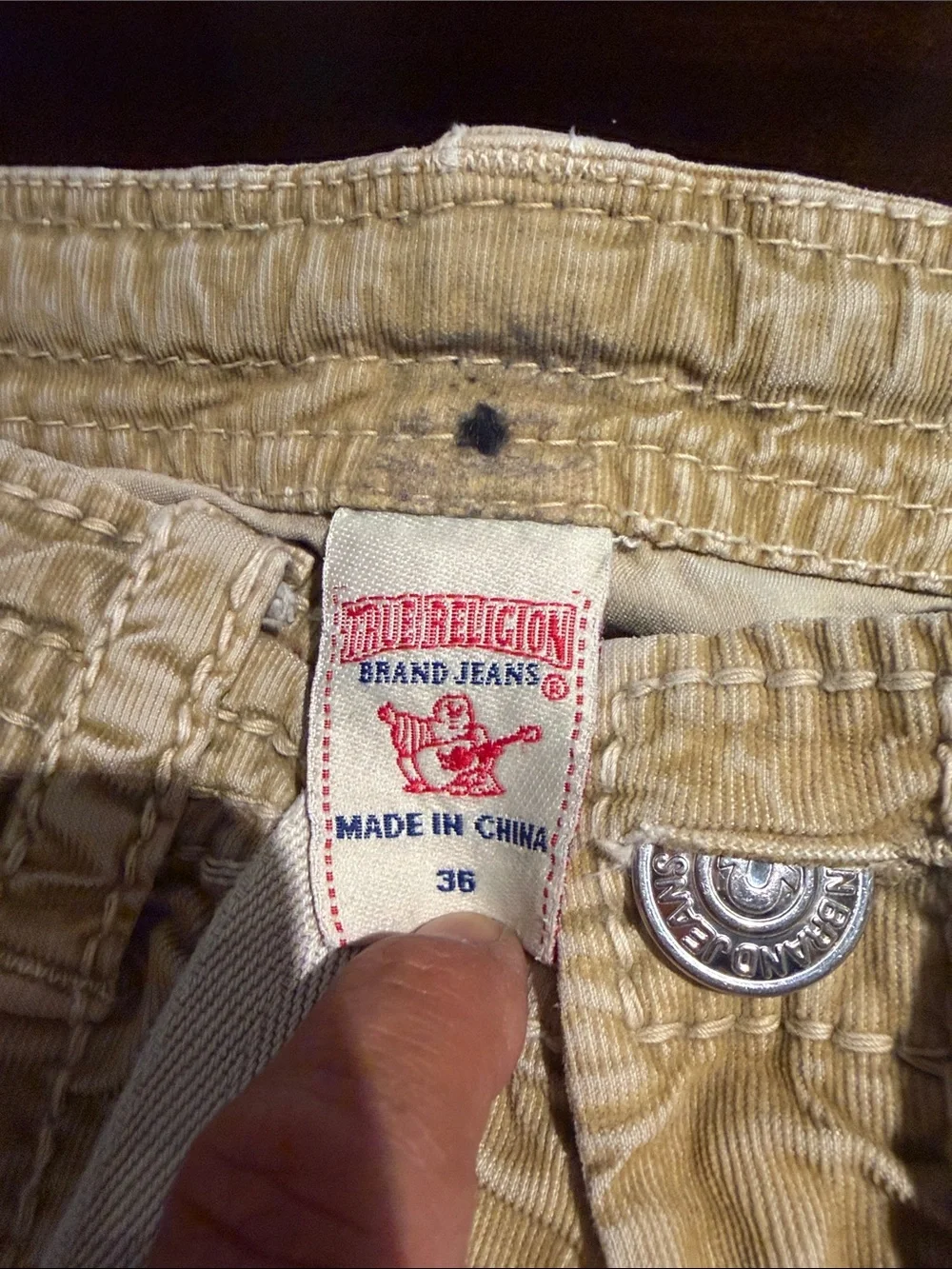 True Religion Men’s Relaxed Jeans Beige/Tan 36 x 32
